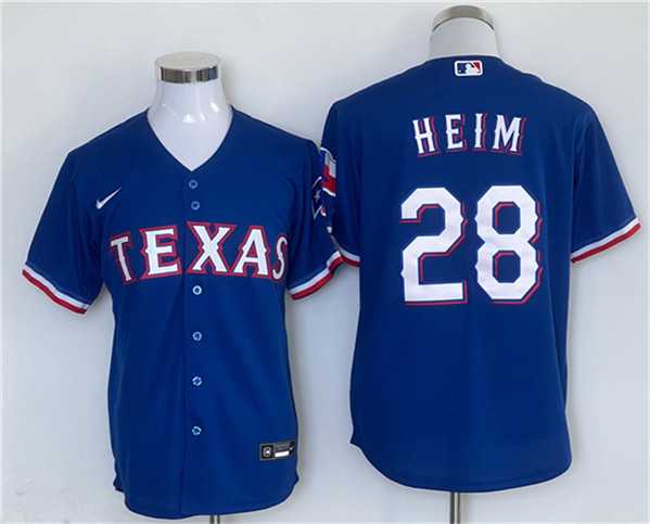 Men%27s Texas Rangers #28 Jonah Heim Royal With Patch Cool Base Stitched Jersey